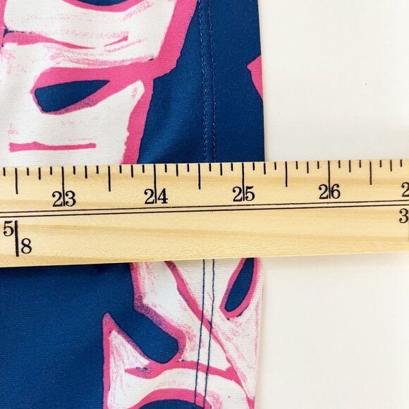 Lillie Green Blue Palm Leaf Print Short Sleeve Golf Polo Preppy - Size Large - Picture 5 of 5